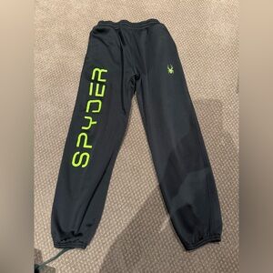 Spyder Black and Neon Green Kids Bottoms size L